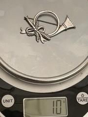 M & H Sterling Silver French Horn Brooch Pin