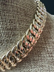 Vintage W Germany Flat Cuban Link Necklace Gold Tone 15” Minimalist Career