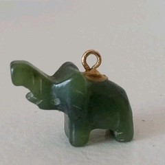 Vintage Jade Elephant Dark Green Jade Carved Elephant Pendant Charm