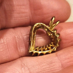 Vintage Gold Tone Rhinestone Heart Pendant for Necklace Small Heart Pendant