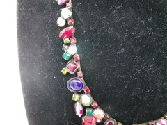 Vintage SORRELLI Signed 17″ Antiqued Brass “Southwest Brights” Crystal Necklace
