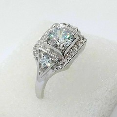 Art Deco 2Ct Round Cut Lab Created Diamond Party Wear 14K White Gold Finish Ring