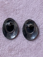 Vintage Sterling Silver Black Onyx / Marcasite Southwestern Stud Earrings 925
