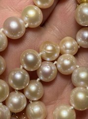 Necklace 10mm Cultured Pearl pinkish lavender KNOTTED silk 9mm 14k ball clasp