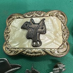 Grandpa’s Men’s Estate Lot Western Buckle Saddle Schwinn Arrowhead Tie Tack Etc