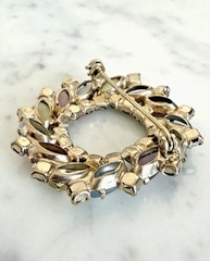 Vintage Silver Tone Unsigned Juliana DeLizza Pastel Glass & Rhinestone Brooch