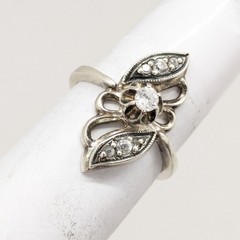 Vintage Elegant RING Silver 925 with Chic Bright Stone -size: 6.75US (17mm) #123