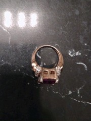 Vintage Lab Created Amethyst Ring Gold-Plated .925 Sterling Silver Size 5 1/2