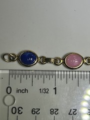 Vintage Gold-tone Equptian Revival Cabochon Scarab Link Bracelet