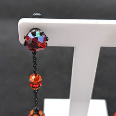 Stunning Japanned Hinged Clip On Earrings with Aurora Borialis AB Crystal