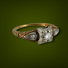 Vintage 1950s-60s 14K & 18K Gold Diamond Ring 0.12ctw Mid Century Size 6.75