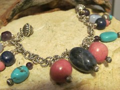 (R Carolyn Pollack 925 Sterling Silver Multi Stone Dangle Magnet Bracelet 41.4g