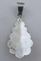 NAVAJO? STERLING PENDANT 2 INCHES, TURQUOISE & CORAL