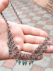Antique Armenian Silver necklace with natural turquoise