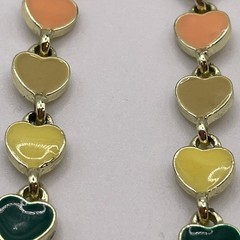 Earrings Rainbow Hearts Long Gold Tone Dangle Metal Pierced Jewelry