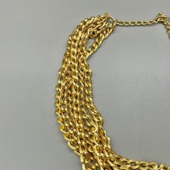 Vintage Necklace Women Gold Tone Multi Strand Chunky Curb Chain Statement 15″
