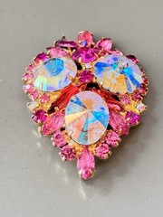 Vtg Verified BOOK SET JULIANA AB Pink Rivoli Brooch/Pend Earring Set