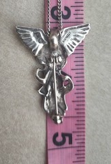 VINTAGE 925 STERLING SILV ANGEL(Gabriel) Pin/Brooch/Pendant, & Chain (NECKLACE)