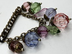 Vintage Pastel Multicolor Bar Brooch Earrings Set Acrylic Dangle Charms