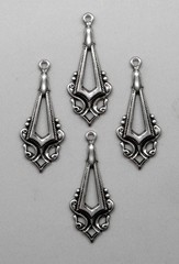 #0503 ANT’D .925 STERLING SILVER PLATED OPEN CENTER DROP W/TOP RING – 4 Pcs