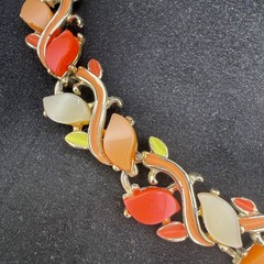 Vintage Thermoset Necklace Orange Yellow Red Bright Spring 16″