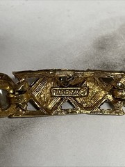 Vintage Signed Florenza Gold Tone Faux Pearl 5 Link Panels JM-77