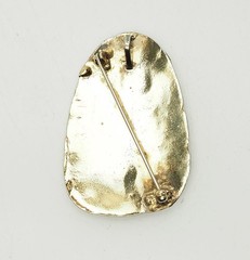 Vintage OOAK handmade abstract gilt metal gemstones pin or pendant