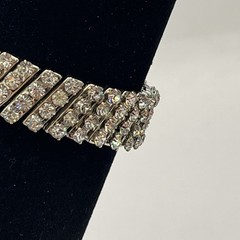 Vintage 1950’s Rhinestone Stretch Expandable Bracelet Prong Set Made in Japan