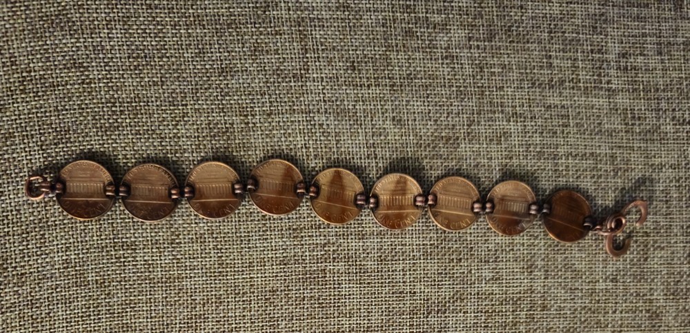 Vintage Copper 9 Penny Cuff Bracelet Lincoln One Cent Coins All Pre-1990 Patina