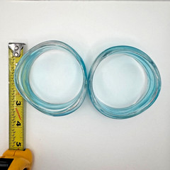 Chunky Lucite Bangles & Earring Set Silver Teal Marble Blue Hoops Bold Retro