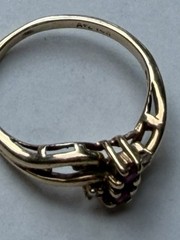Solid 14k gold vintage pink sapphire diamond ring