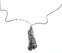 Vintage 925 Italy Sterling Silver Chain Tassel Necklace 32 in