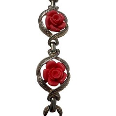 Vintage Sarah Coventry Coral Rose Jewelry Set Necklace Bracelet Clip Earrings