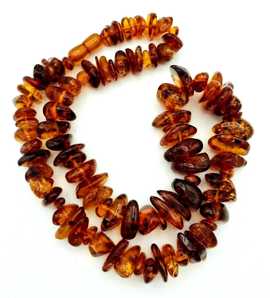 Vintage Natural Baltic Amber Graduated Nugget Necklace Hidden Clasp 76.1 GRAMS