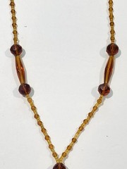 Vintage 1920s faceted amber glass flapper beads necklace art deco