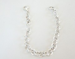 Italian Sterling Silver 925 Rolo Link Charm Chain Bracelet 7.5″