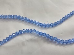 Vintage Beaded Necklace Light Blue Faceted Beads Hearts Magnetic Clasp Jewelry