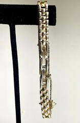 Vintage Y2K Gold Tone Rhinestone Geometric Bracelet 7.5” Adjustable Stackable