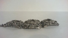 Vtg-Silvertone (SOME FAUX PEARLS) Decorative Link Bracelet 6 1/2-7 in SEE DESCR.