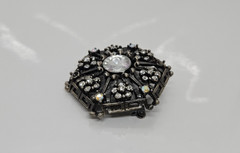 Vintage Rhinestone Multi Stone Brooch Metal 1.5″