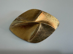 Vintage Abstract Modernist Gold Tone Brooch Signed Pakula Mid Century Geometric