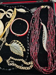 Vintage Estate Lot Of 13 Pieces Of Costume Jewelry Bohemian Glass
