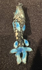Vintage Flexible Fish Koi Blue Enamel Silver 2” Pendant