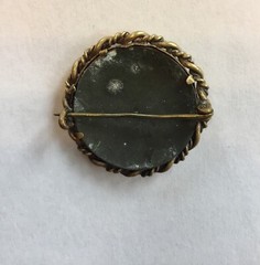 Antique Mourning Yellow Gold Tone Photo Picture Frame Brooch Pin C Clasp I10
