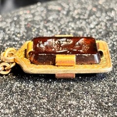 INTAGLIO double sided vintage GF pendant on FCC gold filled cable chain 1/20 12k
