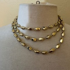 Vintage Triple Strand Gold Tone Layered Bead Necklace 17 Inch Polished Finish