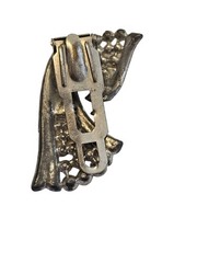 White Rhinestone Scarf Dress Clip 1930s Fancy Art Deco