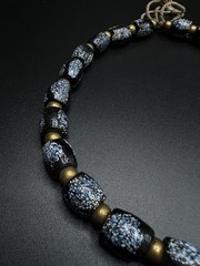 Vintage Black Glass Bead Necklace | Speckled Glass Necklace | Handmade Statement