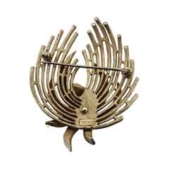 Vintage Crown Trifari Gold Tone Brooch Pin MCM Mid-Century Modern