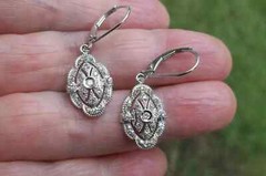 Vintage Style 2.5Ct Lab Created Diamond Drop/Dangle 14k White Gold FN Earrings